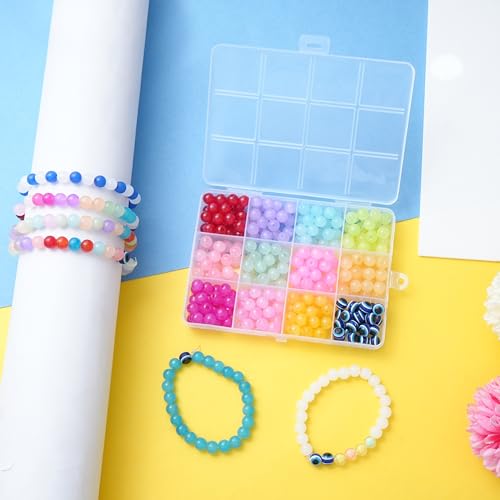 Image of Ambitieux DIY Bracelet Making Kit for Girls - 12 Types Colorful Beads with Charms, Elastic Thread, Earrings, Clasps & Rings - Jewellery Craft Kit for Kids, Birthday Return Gift, Rakhi Special Set for 2 3 4 5 6 7 8 9 10 years (Glass Jelly)