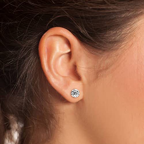 Aoedej 40 Pcs Colorful Cubic Zirconia Earrings Studs Earrings Plastic Earrings For Sensitive Ears Hypoallergenic Earrings For Women Girls (White 6Mm) #TOP1