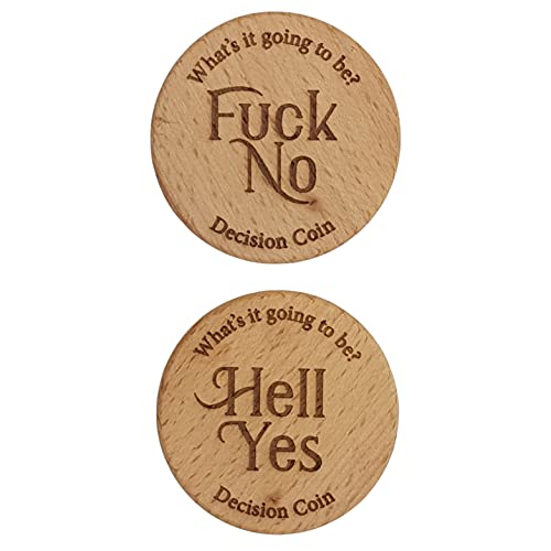 Decision Coin - Yes/No Flip Coin. Stocking Filler. Wooden Decision Coin. Gifts for Friends and Family. Novelty Fun Gifts. Flip Coin.