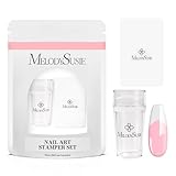 MelodySusie French Nail Stamper, Nail Stamper Kit 2PCS, Silicone Nail Stamp with a Scraper, Nail Stamper Tool for French Manicure DIY Home Nail Design Salon, Clear
