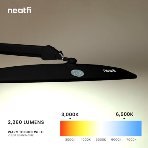 Neatfi XL LED Desk Lamp | 20-Inch Wide Head (Black-2, CCT with Clamp) by Neatfi - Image 2