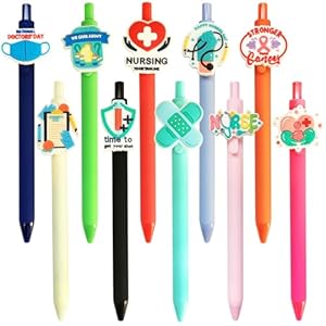 10Pcs Cute Medical Pens in Black Funny Nursing Accessories for Nurses Healthcare Workers Medical Assistant Students Cna Rn Essentials Supplies Nurse Week Appreciation Gifts Bulk