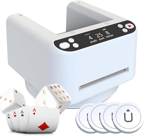 Automatic Card Dealing Machine, 360° Rotating Card Dealer with 4 Dealer Buttons, 5000mAH Large Battery, Touch Sensor, Up to 8 Players, for UNO, Blackjack, Texas Hold'em, Family Fun, Gathering