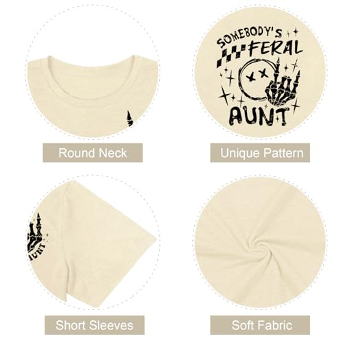 QIXYN Feral Aunt Shirt for Women Gifts Skeleton Feral Mom Cool Club Tops — view 5