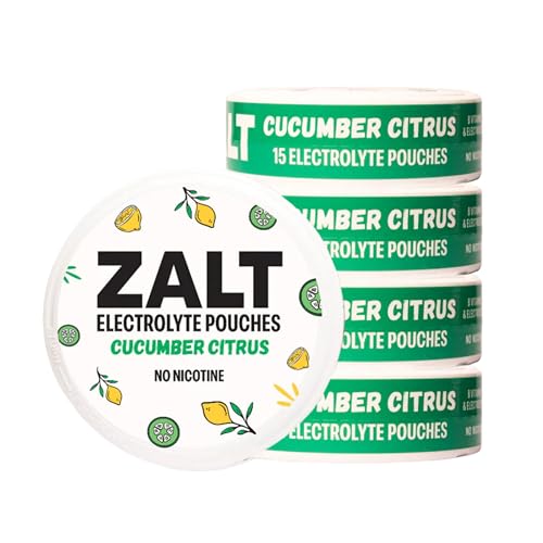 ZALT Electrolyte Pouches, Zero Caffeine Hydration Pouch, Electrolytes with Vitamin C, B6, B12, Sodium, Potassium & Magnesium, Pocket Size for Travel & Gym, Cucumber Citrus Flavor, 5 Cans