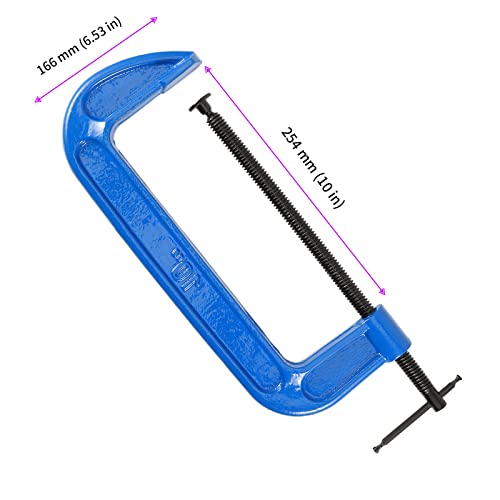 Jeuihau 2 Pack 10 Inches C Clamp, Heavy Duty Malleable Iron C-Clamp With 10-Inch Jaw Opening And 1.38-Inch Throat Depth, Blue Power Coated C Clamp For Woodworking, Welding And Building #TOP1