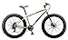 Mongoose Malus Mens and Womens Fat Tire Mountain Bike, 26-Inch Bicycle Wheels, 4-Inch Wide Knobby Tires, Steel Frame, 7 Speed Drivetrain Bicycle, Shimano Rear Derailleur, Disc Brakes, Tan
