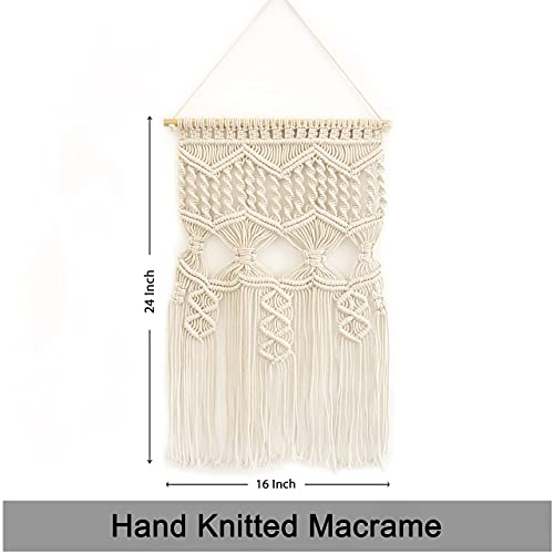 Chardin Home- Lorena Wall Art- Handcrafted Braided Macrame Tapestry, Wall Hanging Decoration. 16"X 24". Off White #TOP4