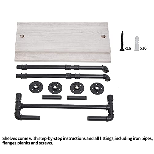 Rogmars Industrial Pipe Shelving Bathroom Pipe Shelves With Towel Bar,2 Tier 24 Inch Retro White Rustic Farmhouse Pipe Industrial Wall Shelves Bathroom Shelves Over Toilet For Storage #TOP5