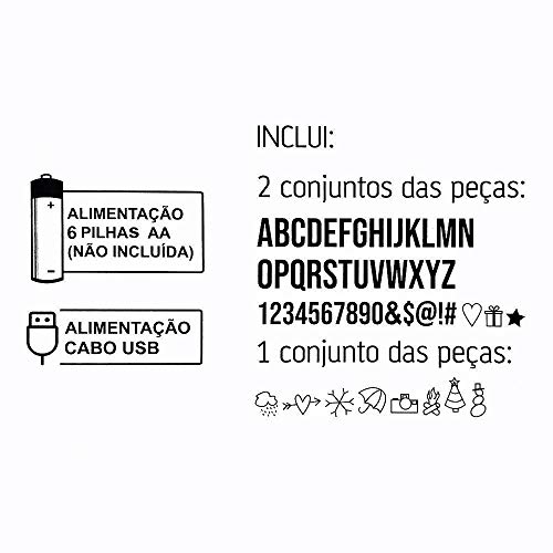 Luminária Palavras - Letreiro de Cinema - 96 caracteres - Lightbox A4