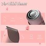 Bikini Trimmer pour les femmes, 2 en 1 Rasoir électrique & Bikini Shaver pour les femmes IPX7 Pinceau imperméable pour cheveux et démaquillant de visage,