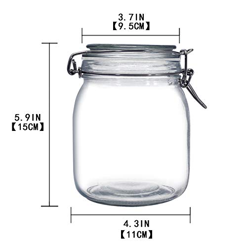 Yeboda 32Oz Food Storage Canister Glass Jars With Clamp Airtight Lids And Silicone Gaskets For Multi-Purpose Kitchen Containers - Clear Square (3 Pack) #TOP1