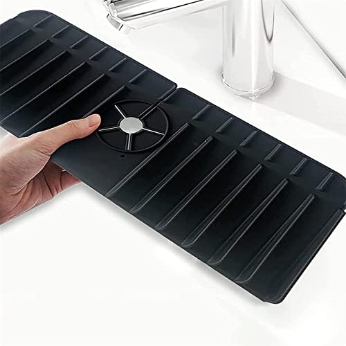 Silicone Kitchen Faucet Sink Splash Guard Faucet Handle Drip Catcher Tray Silicone Faucet Water Catcher Mat Sink Draining Pad Behind Faucet (Grey)