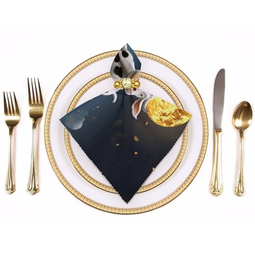Serviette en tissu vache sur la lune lavable pour table et décoration