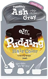eZn Pudding Hair Dye Ammonia Free Semi-Permanent Self Hair Dye DIY Kit included contain Keratin Made in Korea Beauty (Ash Gray)