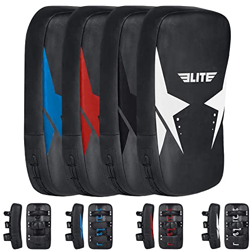 Elite Sports Muay Thai Kickboxing Pads MMA Knee and Elbow Target Kicking Strike Shield Pair for Martial Arts (White)
