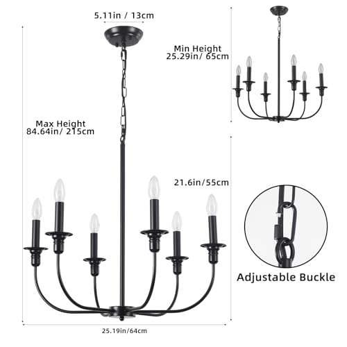 Chandelier lustre salle à manger à 6 douilles E14 pour une clarté optimale - 4