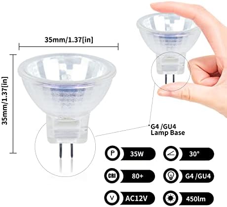 DoRight MR11 Halogen Bulbs 12V 35W, Dimmable GU4 Bi-Pin Base MR11 Halogen Light Bulbs 35MM Diameter 2 Pin Reflector Lamp Warm White 2800K with Glass Cover for Recessed Accent Lighting (12-Pack)