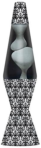 Lava Lite Mega Lava Lamp 17", Black Liquid/White Wax with Damask print base