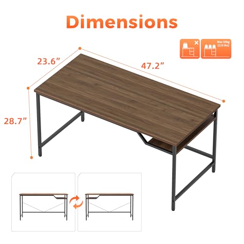 Image of Mericonia 48x24 Inch Computer Desk, 0.6 inch Thick Small Office Table