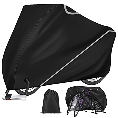 Bike Covers Outdoor Storage Waterproof, Bicycle Covers For 2 Or 3 Bikes Waterproof Heavy Duty Ripstop Bike Storage With Reflective Strips Rain Snow Uv Anti Dust For Mountain Road Bikes With Lock Holes #TOP7