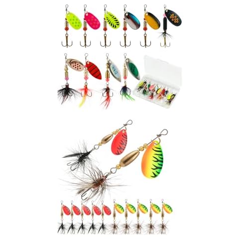 Deadly Rooster Tail Fishing Lures Boundle with Efficiency Trout Lures with Brass Spinner Cover