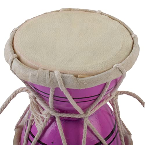 Handmade Wooden & Leather Classical Indian Folk Dumroo Damroo Damaru Hand Drum Set Percussion Decorative Collectible Showpiece World Musical Instruments (Pink) #TOP5