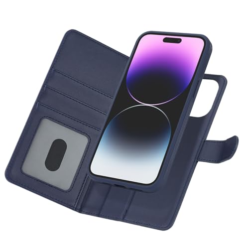 Zouzt for iPhone 14 Pro Max 6.7 Inch Detachable Wallet Case with Card Holder for MagSafe, Premium PU Leather 2 in 1 Flip Folio Book Magnetic Stand Protective Phone Cover - Blue - Image 8