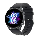 TOUCHELEX Smartwatch für Herren Damen, 1,2 Zoll AMOLED-Display Fitness Tracker Uhren mit Herzfrequenz, SpO2, Schlafmonitor, Musiksteuerung, 3ATM Wasserdicht Sportuhr Armbanduhren für iOS Android