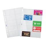 Favorit Buste Foratura Universale Porta Cards, Formato Interno 8.5 x 5.4 (x10) cm, Finitura Liscia, 10 Tasche per Schede Telefoniche e Cards, Confezione da 10 Pezzi, Trasparenti