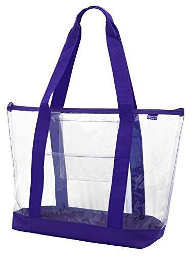 Ensign Peak Clear ZIPPER tote with color trim and bottom (Purple trim)