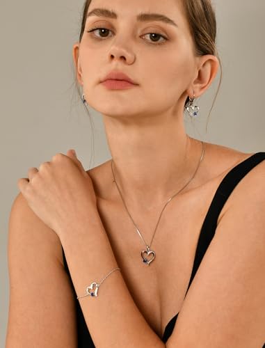 YL Heart Necklace 925 Sterling Silver Love Heart Pendant Birthstone Jewelry for Women3