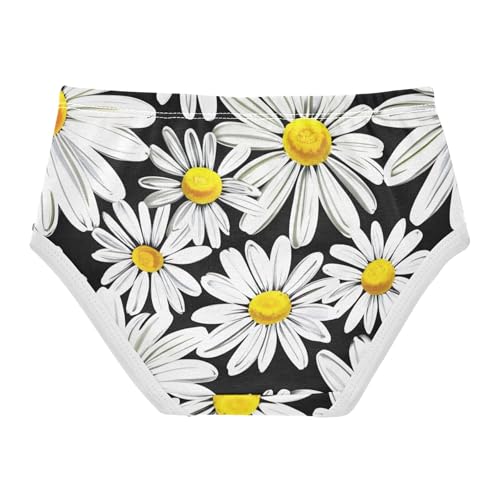 Cotton Toddler Underwear Floral White Daisies Yellow Floral Black Little Girl Panties Fun Kids Undies Briefs 2t2