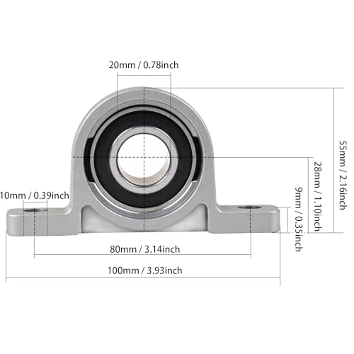 NZNSML 4 Stück Stehlager Lagerbock 20 mm Innendurchmesser Flanschlager Vertikale Zinklegierung Gehäuselager KP004 Kugellager für 3D Drucker Achse Welle Maschine Druckmaschinen