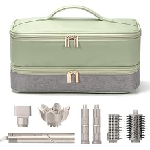 Double-Layer Travel Carrying Case for Shark Flexstyle/FlexFusion Airwrap Brush Hair Dryer , Waterproof PU Leather Hair Tool Organizer for Shark Flexstyle /Dyson Airwrap Styler Travel Accessories