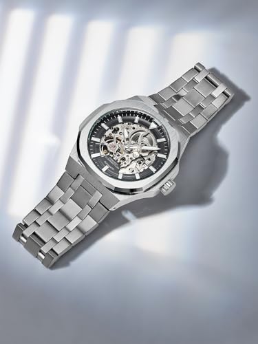 Image of French Connection Autaros Skeleton Dial Stainless Steel Automatic Watch for Men - FCA31BSM