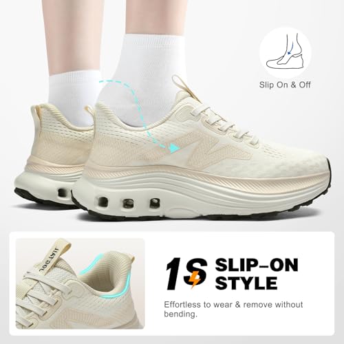 Image of Womens Wide Slip On Walking Shoes with Cushioned Arch Support Lightweight Comfort Orthopedic Sneakers for All Day Standing