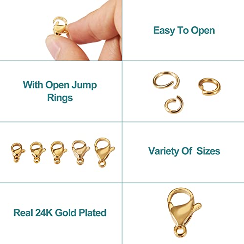 image for PH PandaHall Pandahall 220Pcs Stainless Steel Lobster Claw Clasps Open