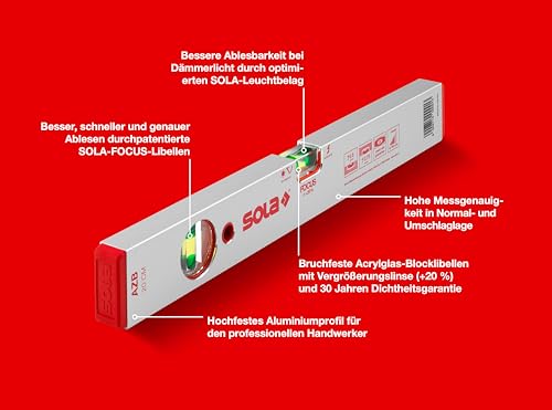 SOLA AZB 20 - Wasserwage 20 cm - patentierte SOLA-FOCUS Libelle