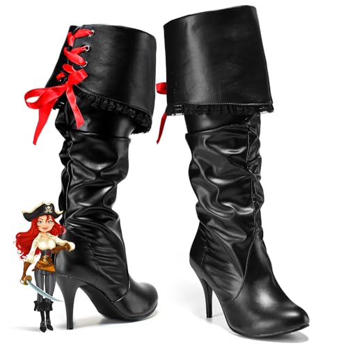 Medieval Pirate Boots for Women Halloween Renaissance Viking Victorian Boots Gothic Cosplay Costume Shoes