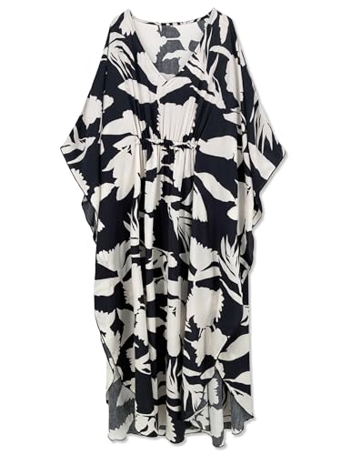 Image of Moss Rose Kaftan Dresses for Women V Neck Summer Swimsuit Cover up Caftan Maxi Beach Dresses