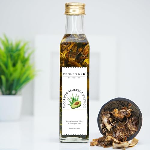 Dromen & Co Avocado & Aloevera Brew Hair Oil | Revitalises Dry, Frizzy & Damaged Hair | Reduces Hair Fall & Dandruff | 250 Ml