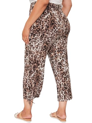 Royalty For Me Women´s Plus Elastic Waist Flood with Drawstring Hem, Animal, 3X3