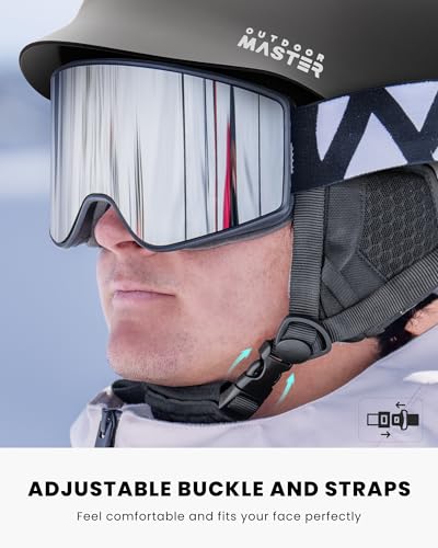 OutdoorMaster Suni Ski Helmet, Snowboard Helmet with Visor, Snow Sport Helmet for Men, Women & Youth | Dial Fit, Removable Velvet Liner & Ear Pads, Goggle Holder - Thumbnail 5
