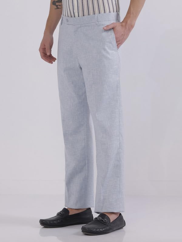 Image of TAHVO Men's Slim Fit Linen Tailored Trousers