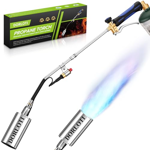 Propane Torch Weed Burner Propane Burner Weed Torch Heavy Duty Blow Torch 31Flamethrower with Self Igniter and Turbo Trigger for Weeding Roofing Road Ice Melting BBQ(Fuel Cylinder Not Included)