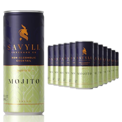 Savyll Non-Alcoholic Cocktails x 12 Cans (250ml) (Mojito - Mint, Lime & Rum Flavour)