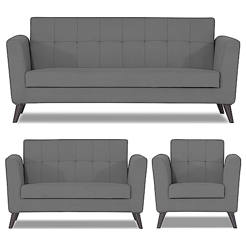 Image of Adorn India Dannis 3+2+1 6 Seater Sofa Set (Grey) (3 Year Warranty)