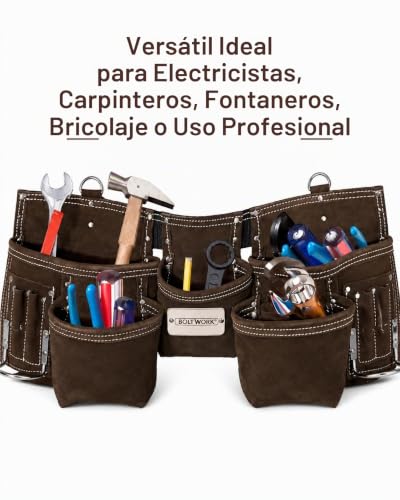 Miniatura 8 de Boltwork - Bolsa De Herramientas De Cuero Para Uñas, Organizador De Bolsas Pesadas, Herramientas De Mano Con Cinturón De Nailon Ajustable, Hebilla De Metal Para Adaptarse A Tamaños De Cintura Pequeños