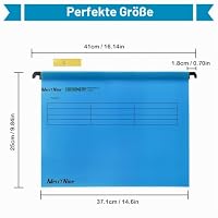 MerryNine FoolsCap Hängemappen für Kanzleipapier, Polypropylen, mit Registern und Karteneinsätzen, für Schule, Zuhause, Arbeit, Büro, Organisation (410 x 255 mm), Blau, 15 Stück – Ansicht 2